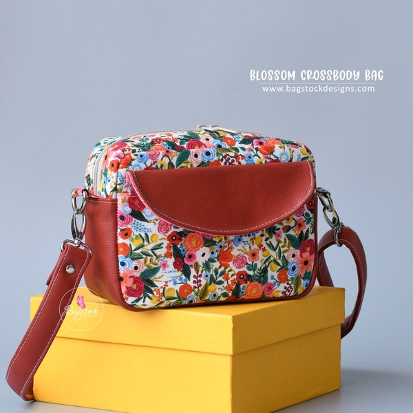 Blossom Crossbody Bag - Bagstock Sewing Pattern, PDF sewing pattern