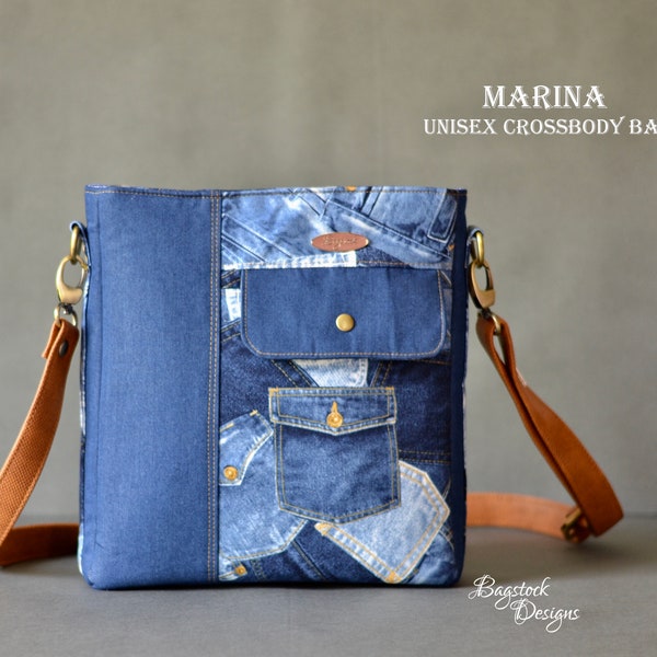 Marina Unisex Crossbody Bag - Bagstock Sewing Pattern, PDF sewing pattern