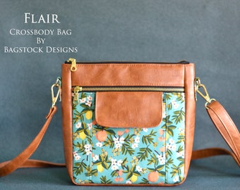 Flair crossbody bag - Bagstock Sewing Pattern, PDF sewing pattern