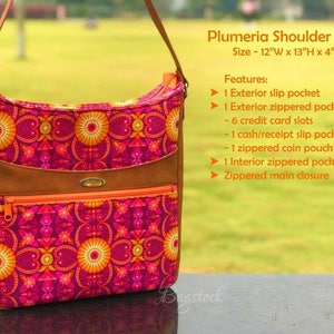 Plumeria Shoulder Bag, PDF sewing pattern, Bagstock Designs