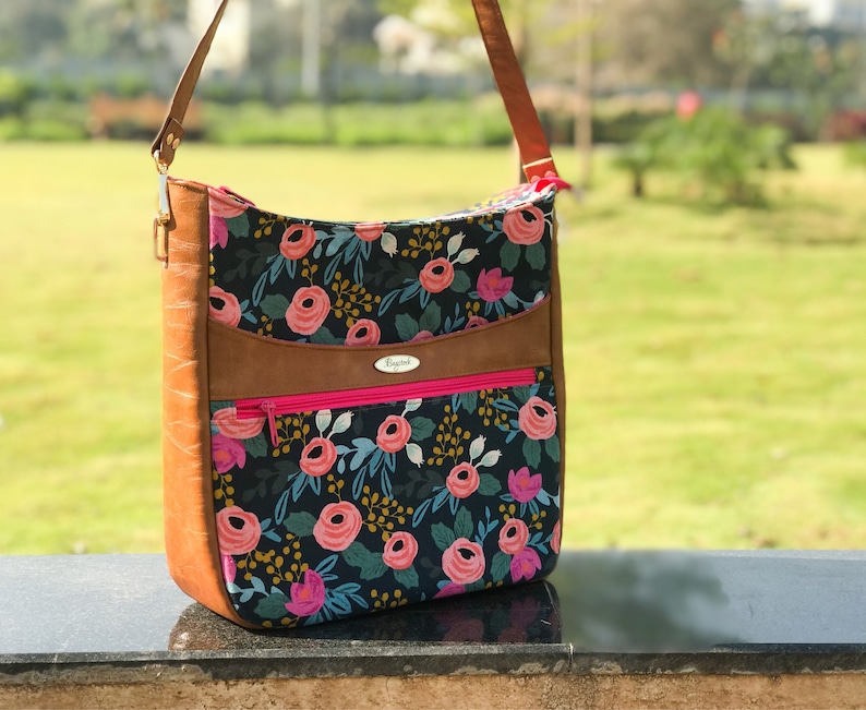 Plumeria Shoulder Bag PDF sewing pattern Bagstock Designs Etsy