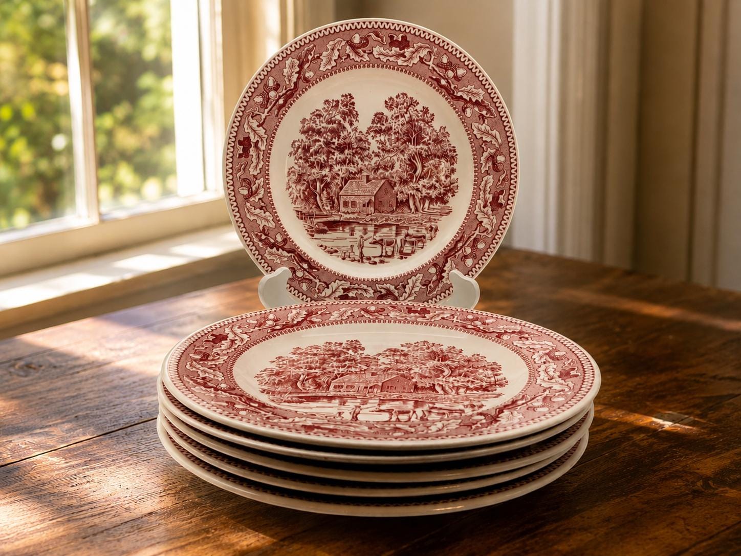 Antique Red Plates - Etsy