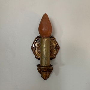 Art Deco Wall Sconce, 1910&#39;s Cast Iron with Cameo, Rewired, Original Decor, Tarnish Rustic