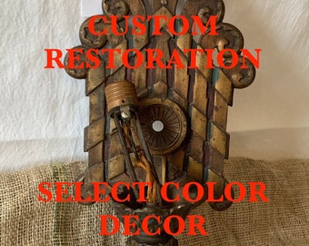 1903-05 Wall Sconce, Custom Restoration, Large Heavy Cast Iron Single Bulb, Color Decor Choices