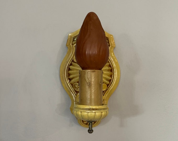 Antique Wall Sconce, 1910's Riddle Company, Original Multi-Color Decor and Candelabra, Rewired Ready to Install