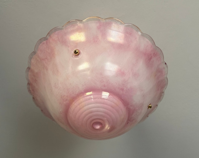 Vintage Lighting 3 Chain Semi Flush Ceiling Light, 1930's, Pink Swirl, Ready to Install