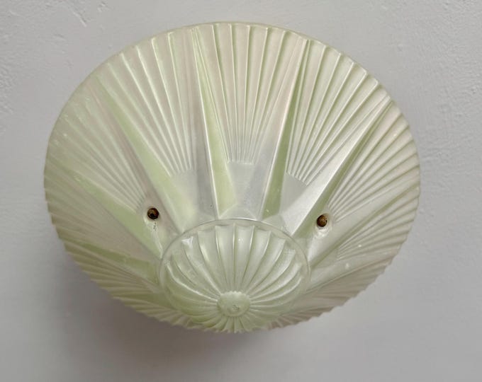 Antique 3 Chain Semi Flush Ceiling Light, 1930's Green Art Deco, Rewired and Ready to Install