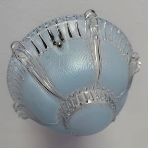 Vintage Lighting 3 Chain Semi Flush Ceiling Light, 1930&#39;s, Soft Blue Art Deco Glass, Rewired and Ready to Install