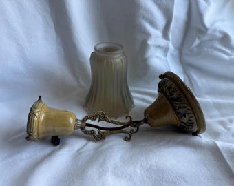 1909 Hanging Single Bulb Smokey Gray Iridescent Art Glass, On/Off Paddle Switch, Rewired/Restored Ready to Install
