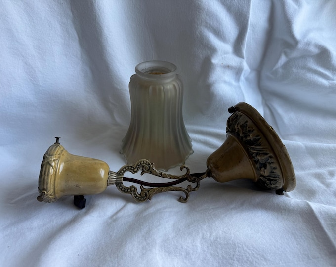 1909 Hanging Single Bulb Smokey Gray Iridescent Art Glass, On/Off Paddle Switch, Rewired/Restored Ready to Install
