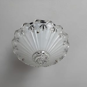 Vintage Lighting 3 Chain Semi Flush Ceiling Light, 1930s White Glass, Rewired and Ready to Install