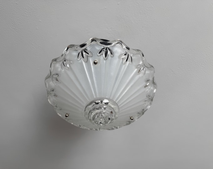 Vintage Lighting 3 Chain Semi Flush Ceiling Light, 1930s White Glass, Rewired and Ready to Install