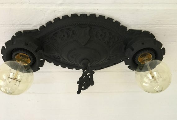1910 S English Tudor Flush Mount Ceiling Light Fixture Image 0