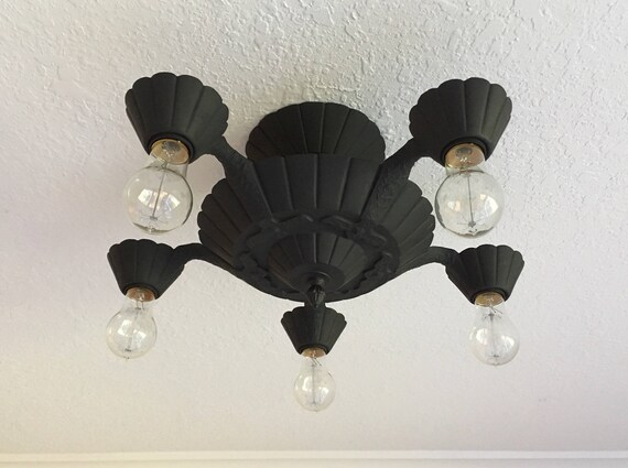 Farmhouse Art Deco Semi Flush Mount Ceiling Fixture 1930 S Rewired Ready To Install Manufactured By Electrolier