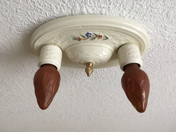 Antique Farmhouse Flush Mount Ceiling Fixture Two Light Image 0
