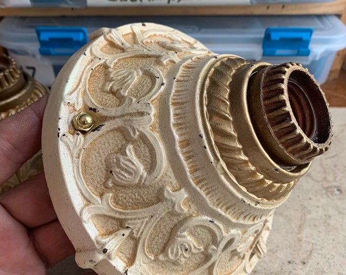 Antique Single Bulb Flush Mount Ceiling Light, 1920's Heavy Cast Iron, Original Decor, Rewired/Restored Ready To Install, Markel