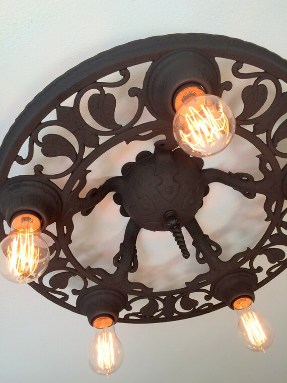 Gothic Semi Flush Mount Ceiling Fixture Heavy Cast Iron Etsy