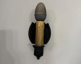 1920's Cast Iron Wall Sconce, Antique Lighting,  Charcoal Black with On/Off Rotary Switch, Merkel