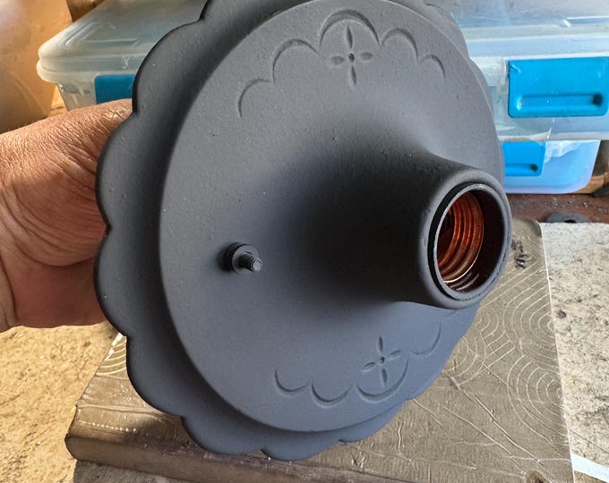 1910's Cast Iron Flush Mount Ceiling Fixture,  Refinished Charcoal Black,  Ready to install,  Hallway, Foyer Closet