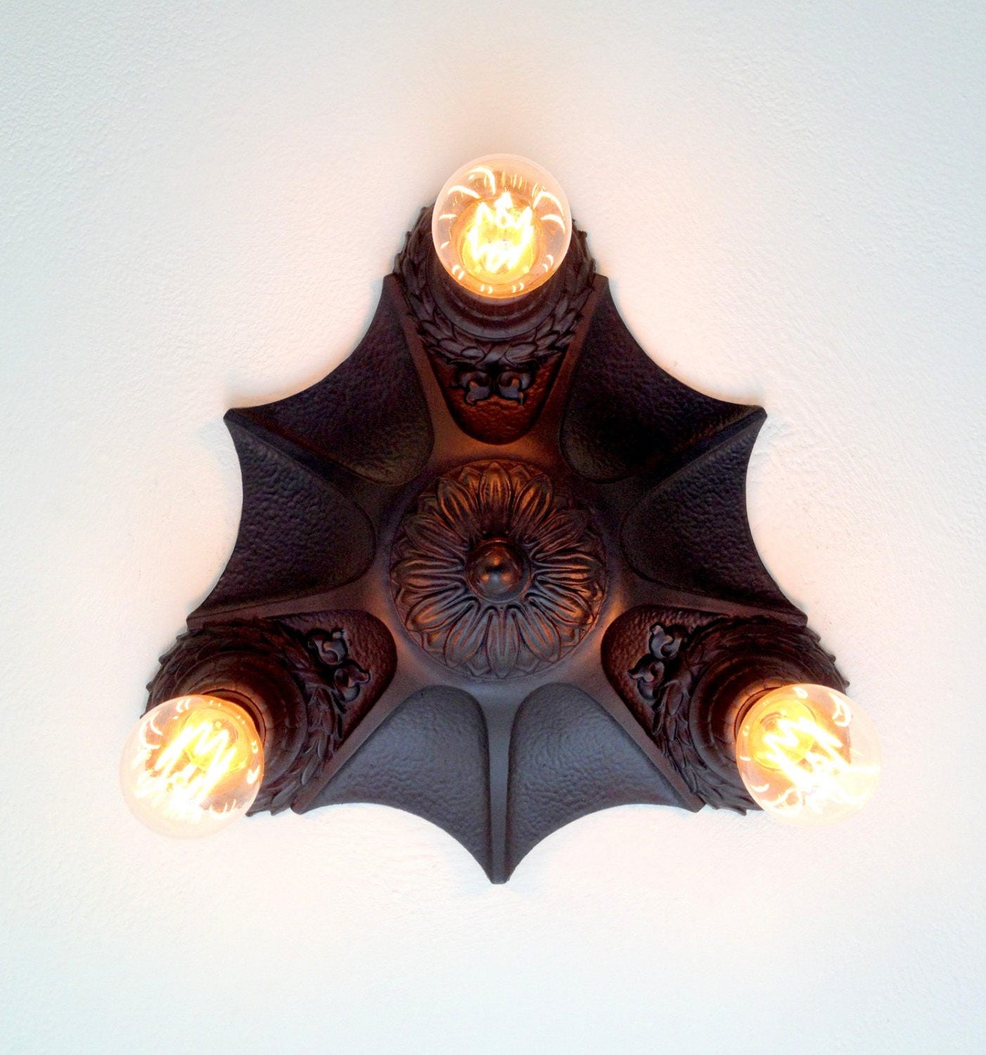 Flush Mount Cast Iron Ceiling Light, 1920's Art Deco, Markel  Design