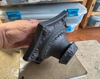 Farmhouse Flush Mount Ceiling Fixture, Cast Iron Single Bulb, Refinished Charcoal Black, 1920's Antique Light Fixture, Hallway, Foyer Closet