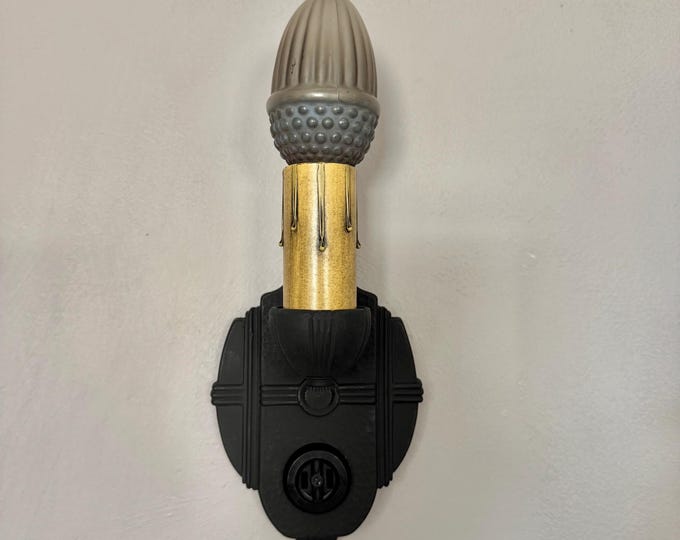 1920's Cast Iron Wall Sconce with Plug, Antique Lighting,  Charcoal Black,  Merkel Electric Products