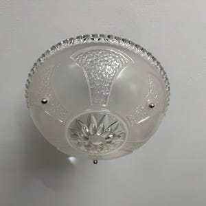 Vintage Lighting 3 Chain Semi Flush Ceiling Light, 1930s White Glass, Rewired and Ready to Install