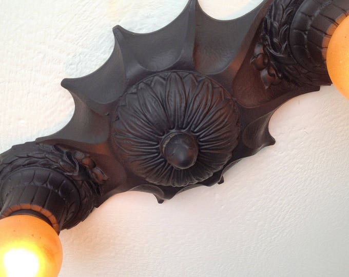 Farmhouse Flush Mount Ceiling Light, 1920's Art Deco, Markel Web Design, Charcoal Black, Rewired