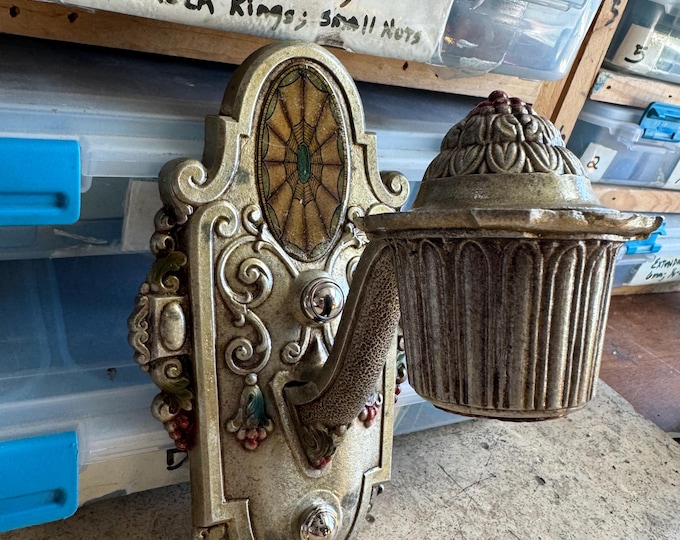 Antique Wall Sconce, 1910's Riddle Company, Original Multi-Color Decor, Rewired/Restored/Ready to Install