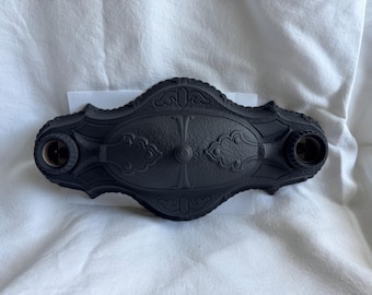 Antique Spanish Revival Flush Mount Light Fixture, 1920's Heavy Cast Iron, Charcoal Black, Rewired/Restored and Ready to Install: Puritan