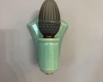 Antique Porcelain Wall Sconce, Robin Egg Blue, 1920's Porcelain Ready to Install, Efcolite