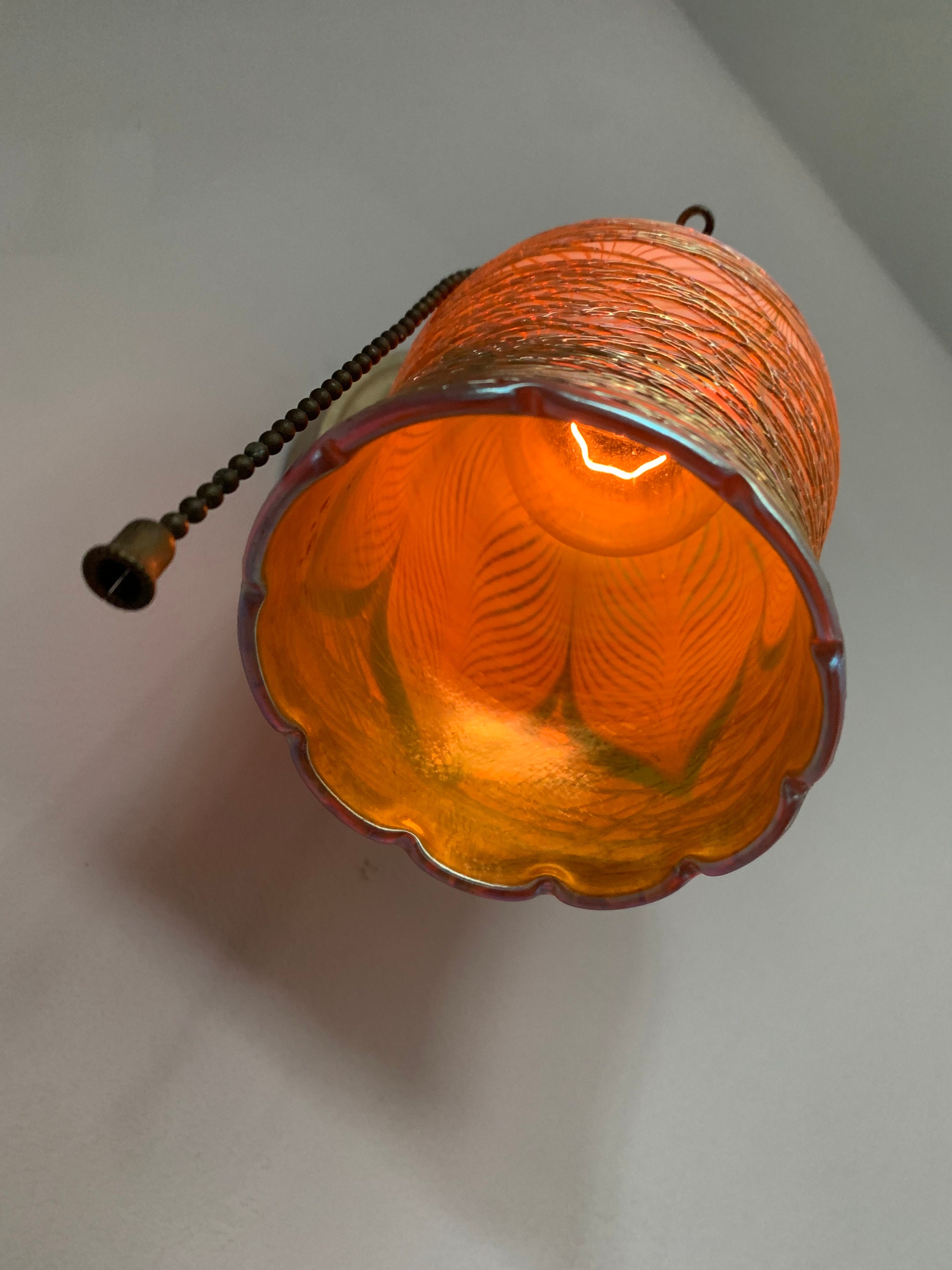 Antique Wall Sconce with Spun Gold Art Glass, 1910's Champagne Gold