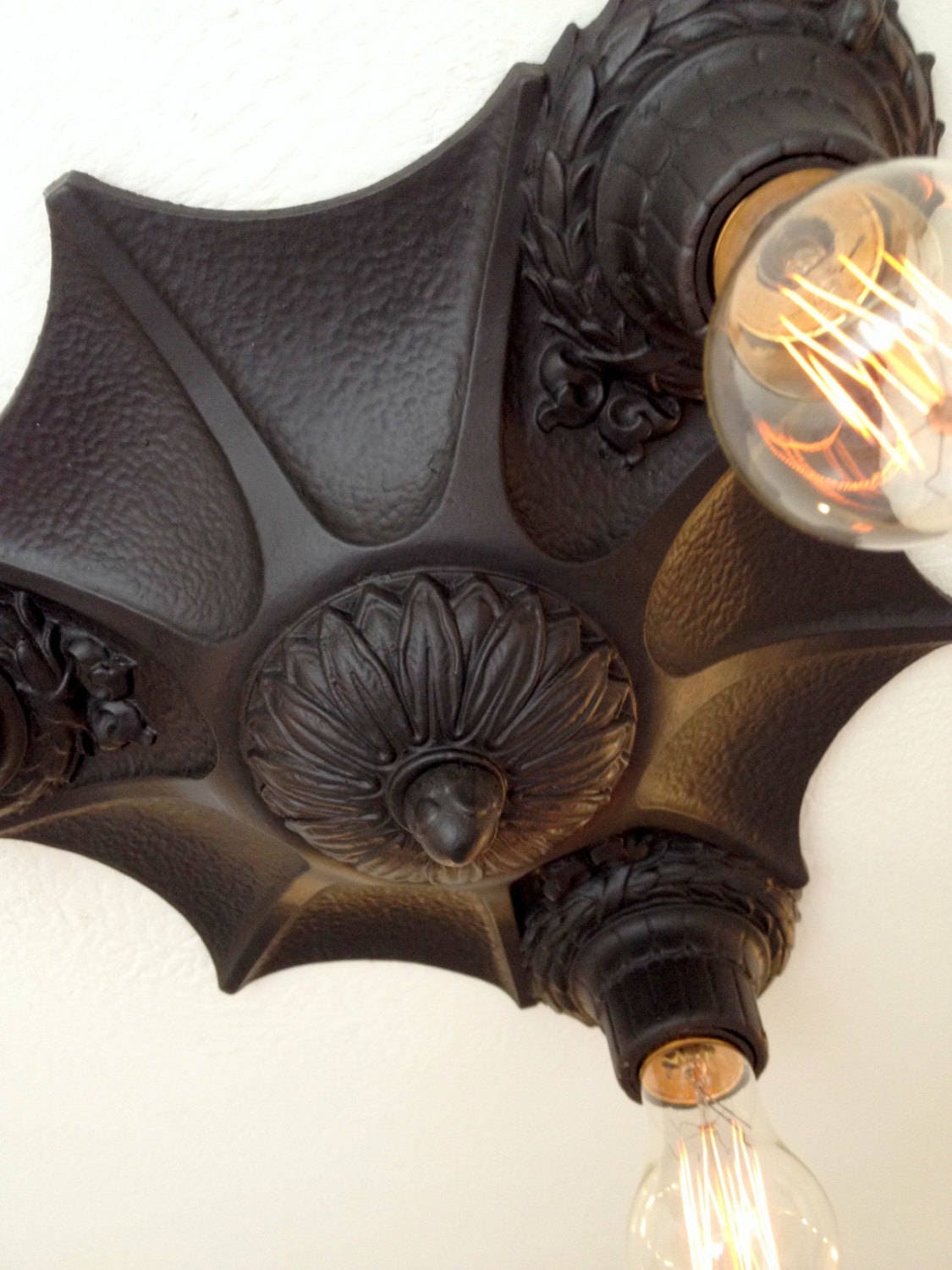 Flush Mount Cast Iron Ceiling Light, 1920's Art Deco, Markel  Design