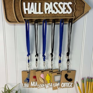 Teacher Hall Pass Hanger, Hall Pass Classroom Hanger, Hall Passes for classroom, Classroom Hall Passes, Hall Pass for Kids, Hall Pass Set