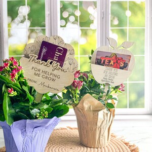 Estaca de planta de agradecimiento para maestros, portatarjetas de regalo para maestros, obsequio para maestros de un niño, portatarjetas de regalo para plantas