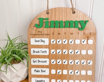 Chore Chart, Chore Board | Kids Wooden Dry Erase Chore Chart | Kids Reward Chart | Children's Custom Reward Chore Checklist
