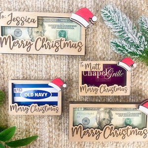 Portamonedas navideño, porta tarjetas de regalo para las fiestas, portamonedas en efectivo, portamonedas con gorro de Papá Noel, dinero Ho Ho Ho, regalo de Navidad para adolescentes