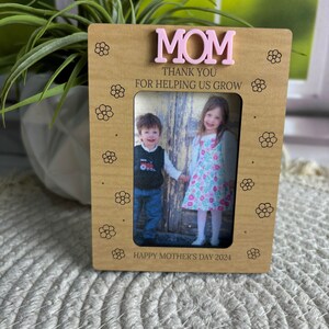 Mother&#39;s Day Photo Frame Magnet: Laser Cut Eco Wood, Acrylic Accents
