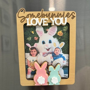 Easter Photo Frame Magnet: Eco Wood Bunny Gift