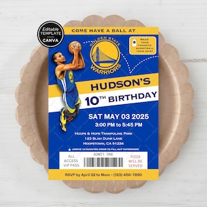 Basketball Ticket Party einladen für Kinder und Sportfans - Bearbeitbare Canva Vorlage - Digitaler Download