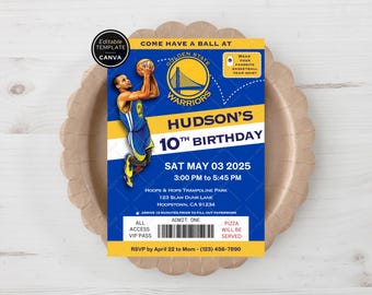 Basketball Ticket Party Invite for Kids and Sports Fans – Editable Canva Template – Digital Download