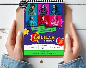 Descendants Birthday Party Invitation – Editable Canva Template – Digital Download