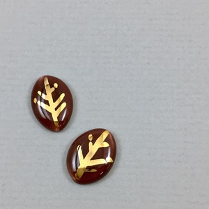 Fall Leaf Earrings, Ceramic & 22k gold stud earrings, modern ceramic earrings, fall fashion, autumn accessories, stud earrings coffee