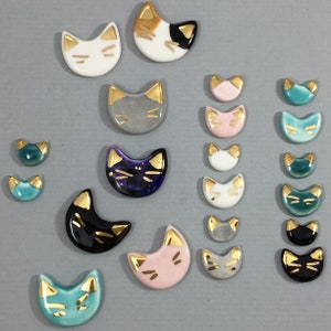 Cat pin, Ceramic & 22k gold, kitten pin, cat lover, cat lady, pink pussycat, galaxy kitten pin image 3