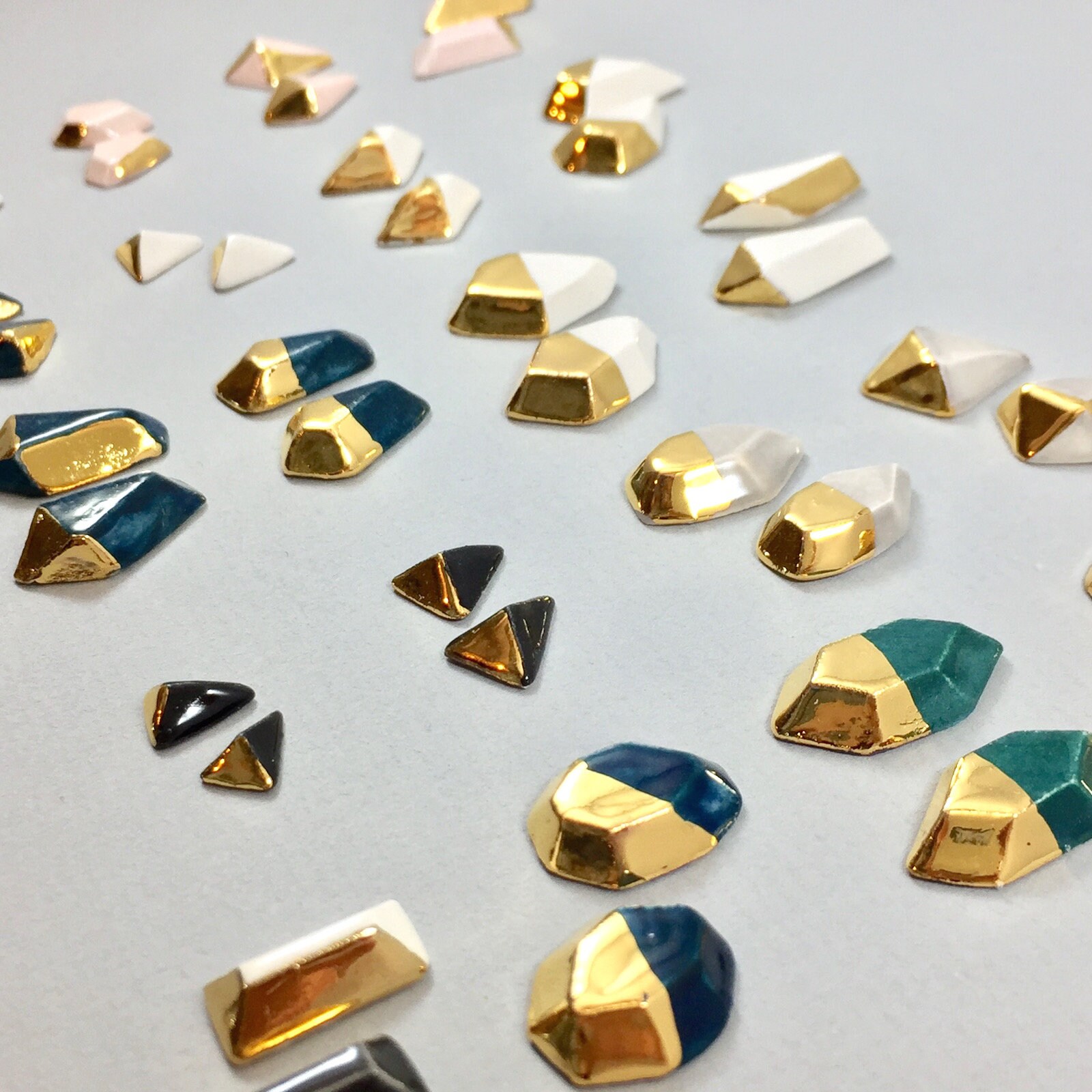 Ceramic & 22kt Gold Stud Earrings Prism Studs Gem Studs - Etsy