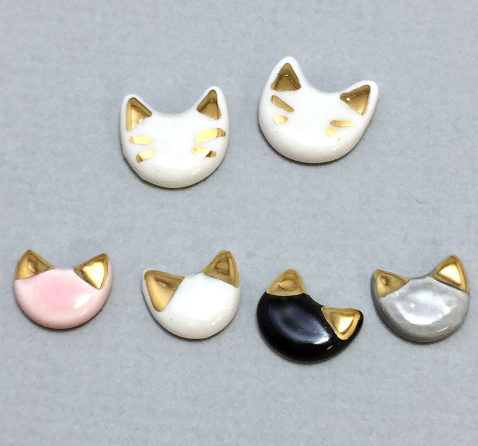 Cat Earrings Ceramic & 22k Gold Stud Earrings Kitten Etsy