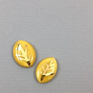 Fall Leaf Earrings, Ceramic & 22k gold stud earrings, modern ceramic earrings, fall fashion, autumn accessories, stud earrings goldenrod