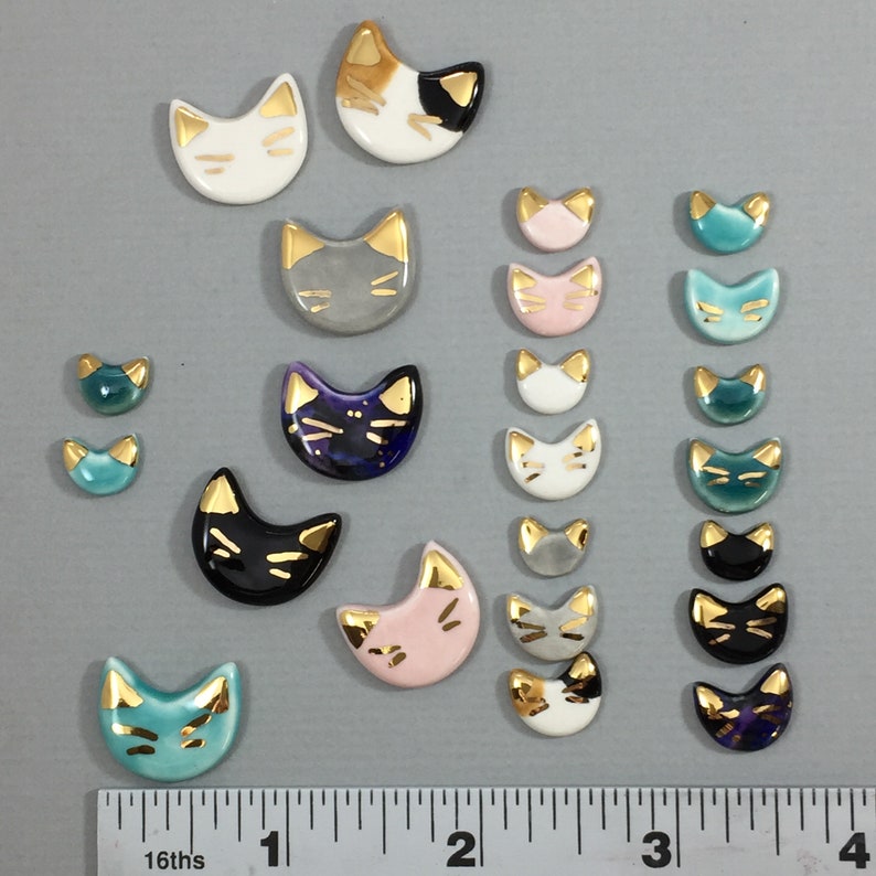 Cat pin, Ceramic & 22k gold, kitten pin, cat lover, cat lady, pink pussycat, galaxy kitten pin image 4