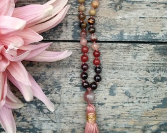 Prosperity Mala Necklace, 108 Mala, Good Luck Mala Beads, Wealth Prayer Beads, Yoga, Meditation, Healing Crystal 108 Mala for JOY + SUCCESS