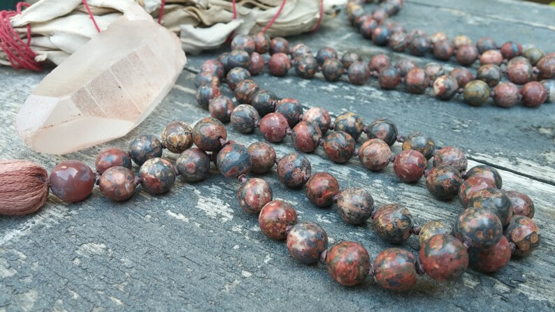 Transformation Mala, Buddhist Mala Prayer Beads, Japa Mala 108, Meditation Beads, Leopardskin Jasper for TRANSFORMATION NEW OPPORTUNITIES image 4